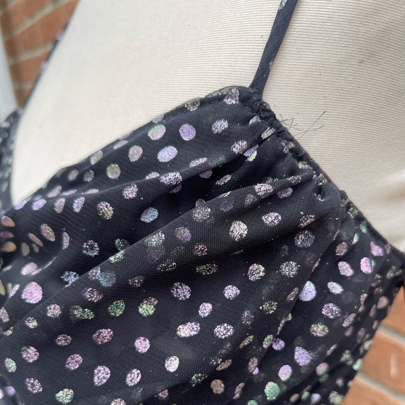 Vintage New Leaf 80’s Metallic Polka Dot Ruffle Dress - Picture 3 of 9